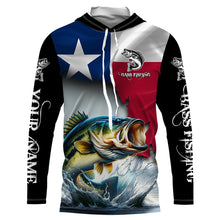 Load image into Gallery viewer, Texas Bass fishing Texas flag, TX fishing Customize Name UV Long Sleeve Fishing Shirts NQS2181