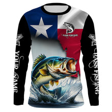 Load image into Gallery viewer, Texas Bass fishing Texas flag, TX fishing Customize Name UV Long Sleeve Fishing Shirts NQS2181