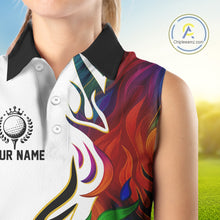 Load image into Gallery viewer, Colorful Rainbow Flame golf ball Women Sleeveless Polos custom team golf jerseys, Ladies golf attire NQS10399