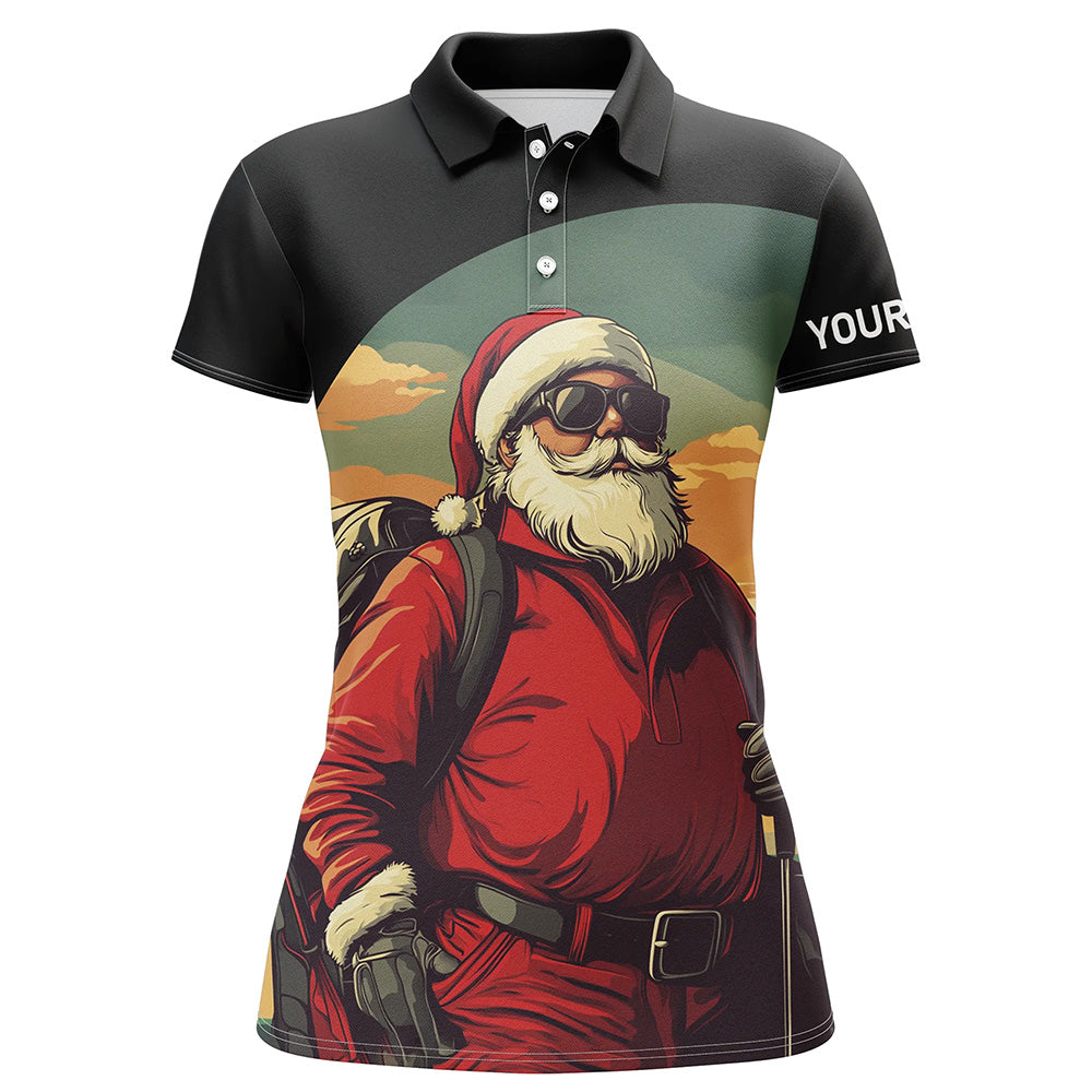 Santa Claus Playing Golf Christmas Women golf polo shirt custom best ladies golf wear NQS8648