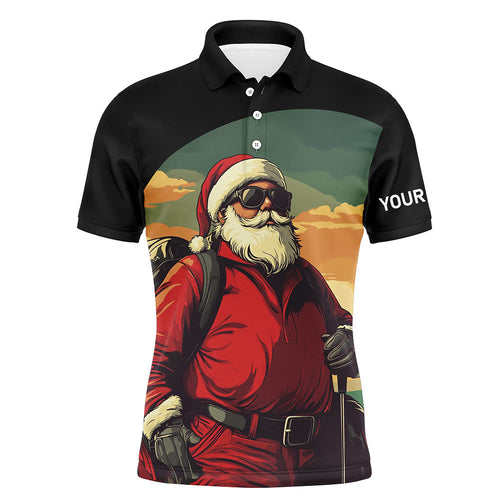 Santa Claus Playing Golf Christmas Mens golf polo shirt custom best mens golf wear NQS8648