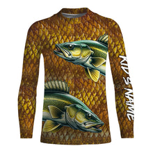 Load image into Gallery viewer, Walleye fishing scales Custom long sleeve Fishing Shirts, personalized freshwater fishing jerseys NQS6800