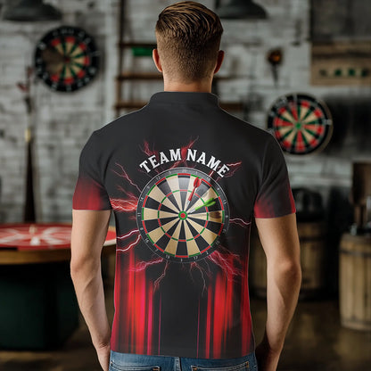 Black and Red Light Darts Polo, Quarter Zip Shirt For Men Custom Darts Jerseys For Team NQS9333