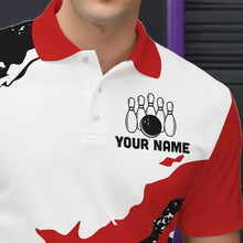Load image into Gallery viewer, Black and white grunge pattern Bowling shirts for men Custom Bowling Team league Jerseys | Red NQS9335