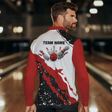 Load image into Gallery viewer, Black and white grunge pattern Bowling shirts for men Custom Bowling Team league Jerseys | Red NQS9335