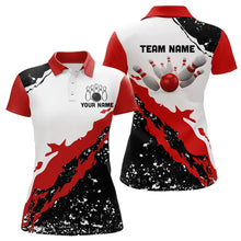 Load image into Gallery viewer, Black and white grunge pattern Bowling shirts for Women Custom Bowling Team league Jerseys | Red NQS9335