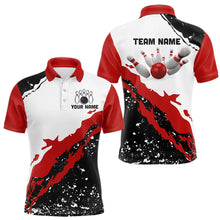 Load image into Gallery viewer, Black and white grunge pattern Bowling shirts for men Custom Bowling Team league Jerseys | Red NQS9335