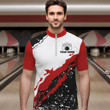 Load image into Gallery viewer, Black and white grunge pattern Bowling shirts for men Custom Bowling Team league Jerseys | Red NQS9335