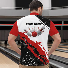 Load image into Gallery viewer, Black and white grunge pattern Bowling shirts for men Custom Bowling Team league Jerseys | Red NQS9335