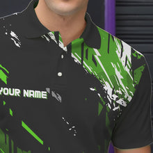 Load image into Gallery viewer, Black and Green Mens bowling shirts Custom retro bowling ball and pins bowling team league jerseys NQS9475