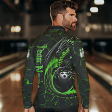 Load image into Gallery viewer, Black And Green Custom Dragon Bowling Shirts For Men, Dragon Bowling Team Shirts NQS9477