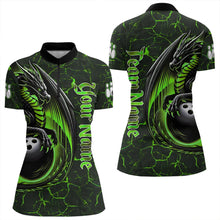 Load image into Gallery viewer, Black And Green Custom Dragon Bowling Shirts For Women, Dragon Bowling Team Shirts NQS9477