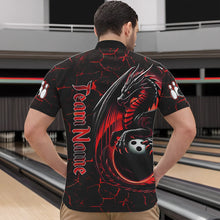 Load image into Gallery viewer, Black And Red Custom Dragon Bowling Shirts For Men, Dragon Bowling Team Shirts NQS9478