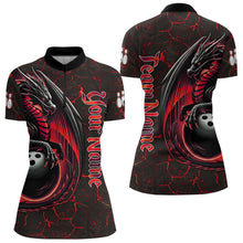 Load image into Gallery viewer, Black And Red Custom Dragon Bowling Shirts For Women, Dragon Bowling Team Shirts NQS9478
