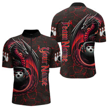 Load image into Gallery viewer, Black And Red Custom Dragon Bowling Shirts For Men, Dragon Bowling Team Shirts NQS9478