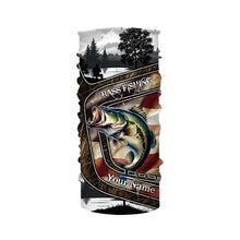 Load image into Gallery viewer, Largemouth Bass Fishing camo American flag patriotic Customize name Bass long sleeves fishing shirts NQS4856