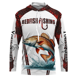 Redfish fishing red camo Custom Name 3D Fishing Shirts UV Protection Gift For Fisherman NQS5168