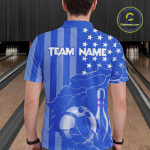 Load image into Gallery viewer, Personalized Blue American flag Lightning thunder Custom Bowling Team Shirts For Mens Bowling Jersey NQS9857
