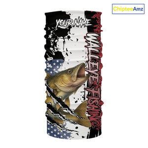 Red, white and blue Walleye fishing American Flag Custom patriotic Walleye fishing jerseys NQS9859