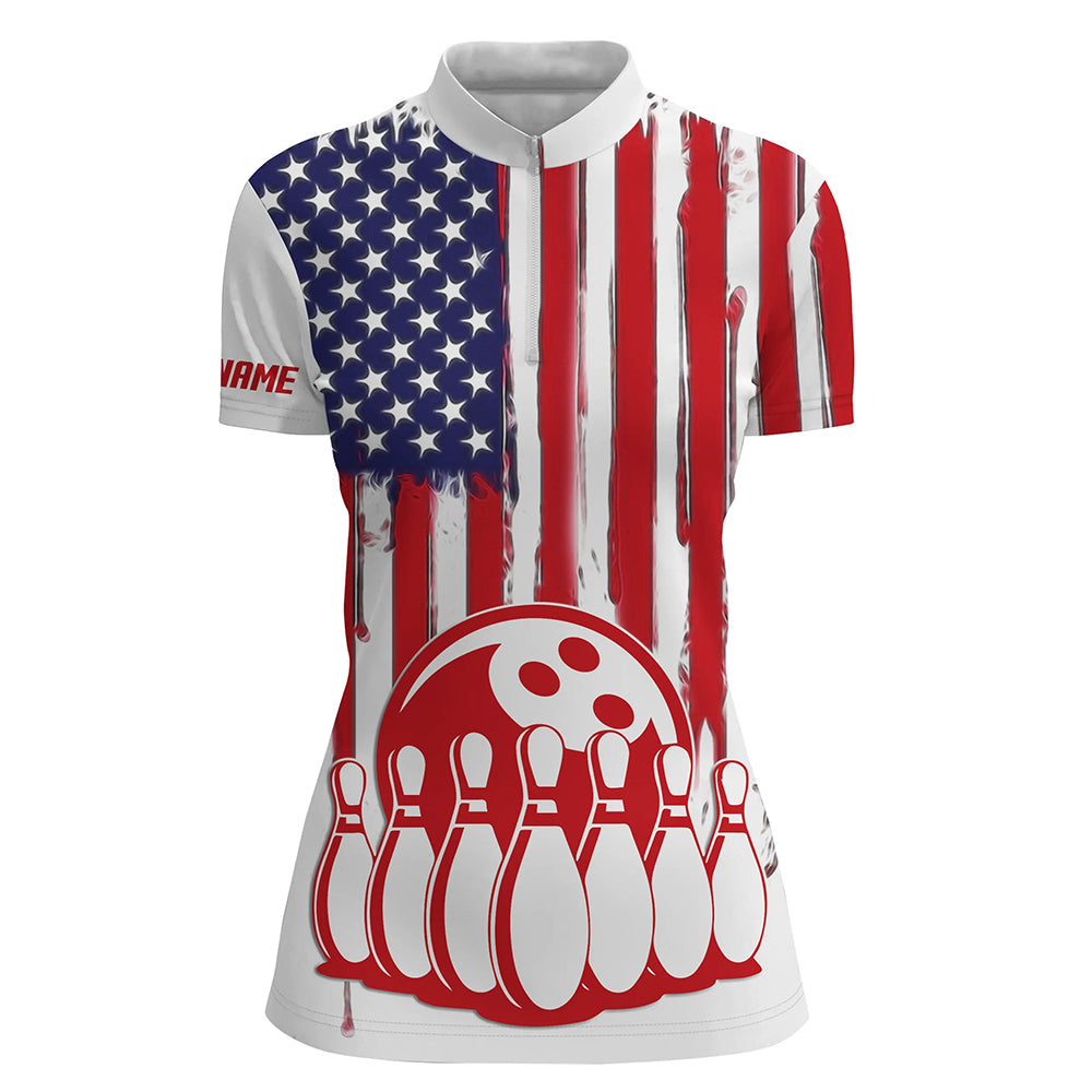 Custom bowling shirt for women – personalized team jersey front view