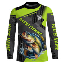 Load image into Gallery viewer, Personalized Largemouth Bass Fishing Jerseys, Bass Long Sleeve Fishing Tournament Shirts | Green NQS7779