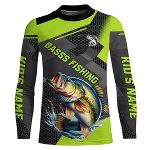 Personalized Largemouth Bass Fishing Jerseys, Bass Long Sleeve Fishing Tournament Shirts | Green NQS7779