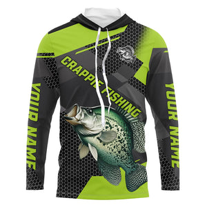 Personalized Crappie Fishing Jerseys, Crappie Long Sleeve Fishing Tournament Shirts | Green NQS7780