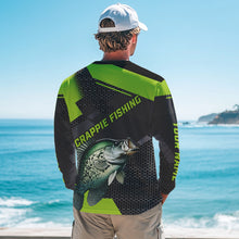 Load image into Gallery viewer, Personalized Crappie Fishing Jerseys, Crappie Long Sleeve Fishing Tournament Shirts | Green NQS7780