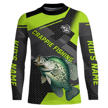 Load image into Gallery viewer, Personalized Crappie Fishing Jerseys, Crappie Long Sleeve Fishing Tournament Shirts | Green NQS7780