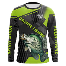 Load image into Gallery viewer, Personalized Crappie Fishing Jerseys, Crappie Long Sleeve Fishing Tournament Shirts | Green NQS7780