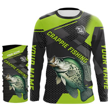 Load image into Gallery viewer, Personalized Crappie Fishing Jerseys, Crappie Long Sleeve Fishing Tournament Shirts | Green NQS7780