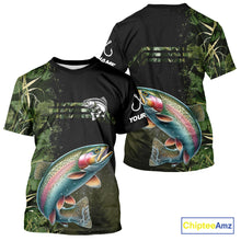 Load image into Gallery viewer, Rainbow Trout fishing camouflage Custom performance long sleeve Fishing Shirts, Trout Fishing jerseys NQS10080
