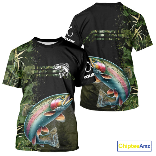 Rainbow Trout fishing camouflage Custom performance long sleeve Fishing Shirts, Trout Fishing jerseys NQS10080
