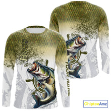 Load image into Gallery viewer, Bass fishing scales pattern Custom performance long sleeve Fishing Shirts, Bass Fishing jersey NQS10087