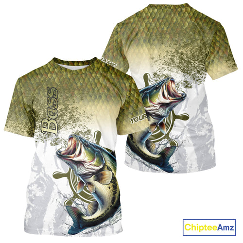 Bass fishing scales pattern Custom performance long sleeve Fishing Shirts, Bass Fishing jersey NQS10087