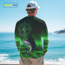 Load image into Gallery viewer, Personalized Sailfish Green Performance Fishing Shirts, compass Sailfish fishing tournament Shirts NQS10235