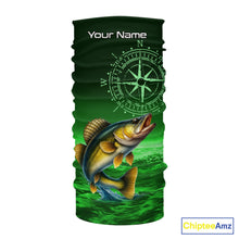 Load image into Gallery viewer, Personalized Walleye Green Performance Fishing Shirts, compass Walleye fishing tournament Shirts NQS10236