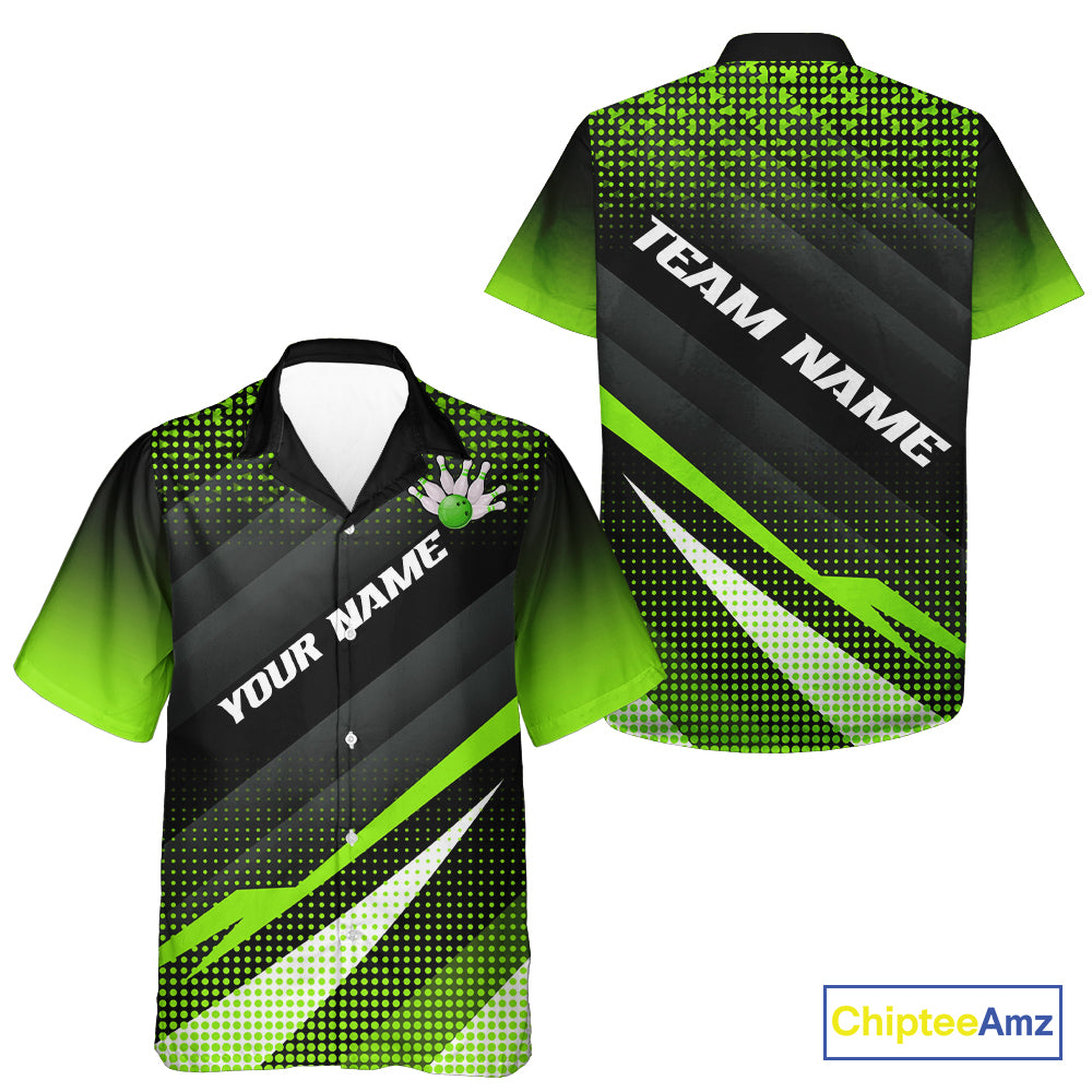 Green Bowling Custom Bowling Hawaiian Shirt Bowling Team Jerseys Bowling Tournament NQS10604