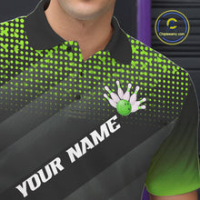 Load image into Gallery viewer, Green Bowling Custom Men Bowling Polo, Quarter zip Shirts Bowling Team Jerseys Bowling Tournament NQS10604