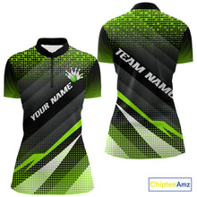 Load image into Gallery viewer, Green Bowling Custom Women Bowling Polo, Quarter zip Shirts Bowling Team Jerseys Bowling Tournament NQS10604