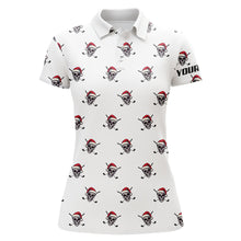 Load image into Gallery viewer, Funny Skull Santa Christmas pattern Women golf polo shirt custom christmas golf outfits for ladies NQS8650