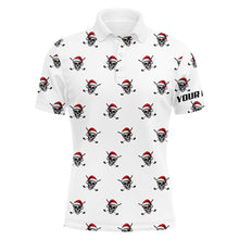 Load image into Gallery viewer, Funny Skull Santa Christmas pattern Mens golf polo shirt custom christmas golf outfits for men NQS8650