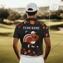 Load image into Gallery viewer, Funny black orange Thanksgiving pattern Golf Polo Shirt For Men custom Turkey golf tops NQS10838