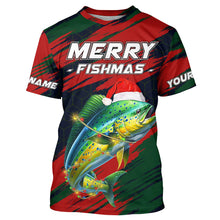 Load image into Gallery viewer, Personalized Christmas Mahi mahi Fishing Shirts, Mery fishmas Fishing gift for men, women, kid NQS6816