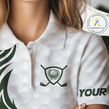 Load image into Gallery viewer, Custom White and Green shamrock pattern Women Golf Polo Shirts, St Patrick's day team ladies golf top NQS11208