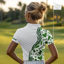 Load image into Gallery viewer, Custom White and Green St Patrick's day pattern Golf Polo Shirts For Women, team ladies golf outfit NQS11209