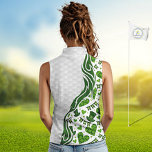 Load image into Gallery viewer, Custom White and Green St Patrick's day pattern Sleeveless Golf Polo Shirts, team ladies golf outfit NQS11209