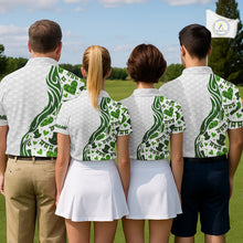 Load image into Gallery viewer, Custom White and Green St Patrick's day pattern Golf Polo Shirts For Men, team mens golf outfit NQS11209