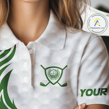 Load image into Gallery viewer, Custom White and Green St Patrick's day pattern Golf Polo Shirts For Women, team ladies golf outfit NQS11209
