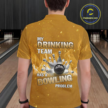 Load image into Gallery viewer, Personalized Yellow Flame Funny Bowling shirts for Men My drinking team has a bowling problem NQS11616